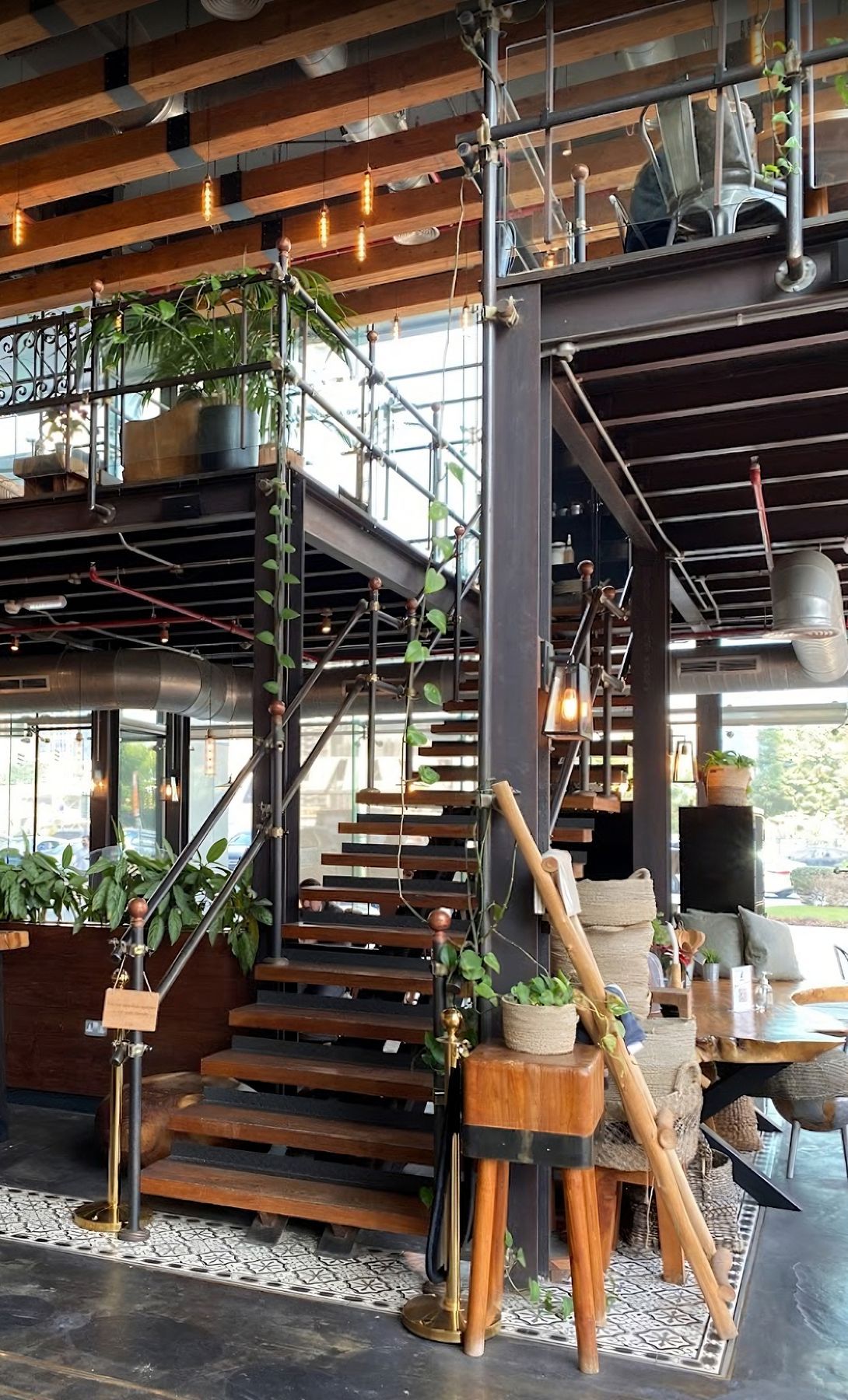 The finished timber stair and steel mezzanine at 1762 Stripped