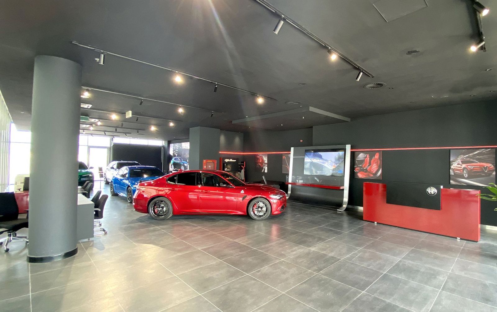 The finished Alfa Romeo showroom at Yas Marina Circuit