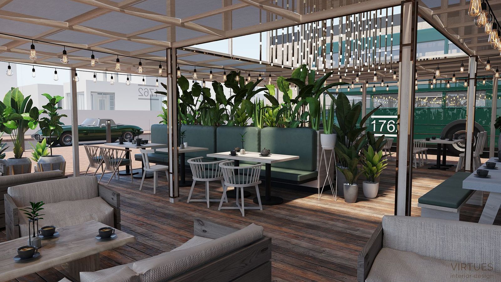 3D view of a terrace concept for 1762 Stripped